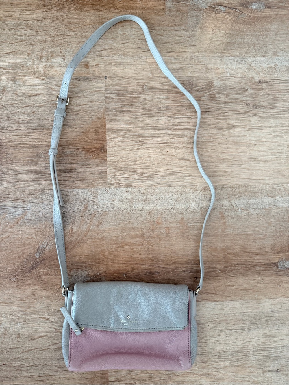 kate spade Pink and Light Gray Leather Crossbody Bag